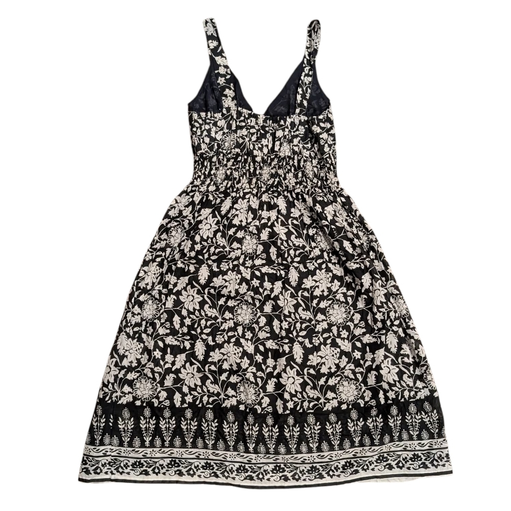 Claudia Richard 100% Cotton Black and White Floral Midi Dress - Picture 2 of 5